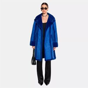Blue Teddy Coat - Luxe Oversized Faux Shearling Jacket